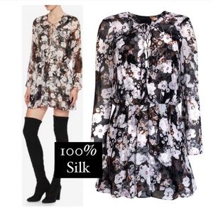 Intermix Maxmara Libby Lace Up Dress S Floral 100% Silk